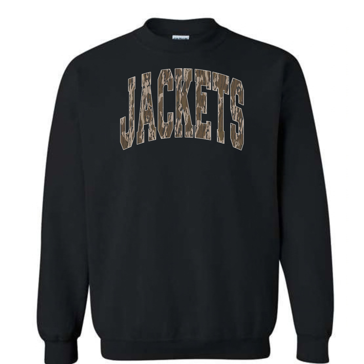 CAMO JACKETS on black Crewneck Sweatshirt