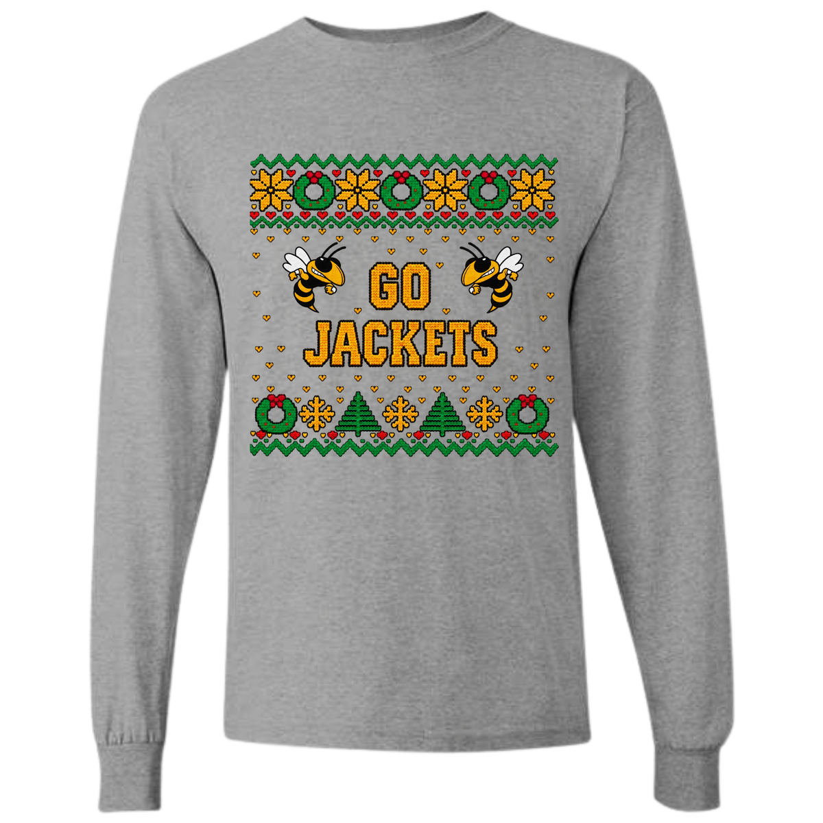 Go Jackets Faux Christmas Sweater Long Sleeve Shirt