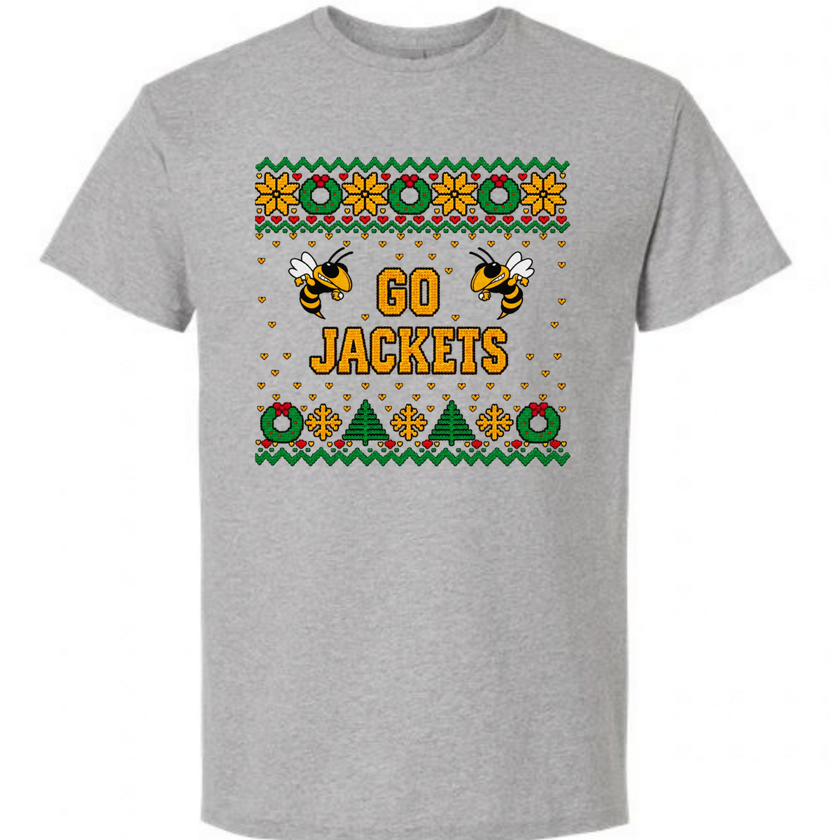 Go Jackets Faux Christmas Sweater Short Sleeves