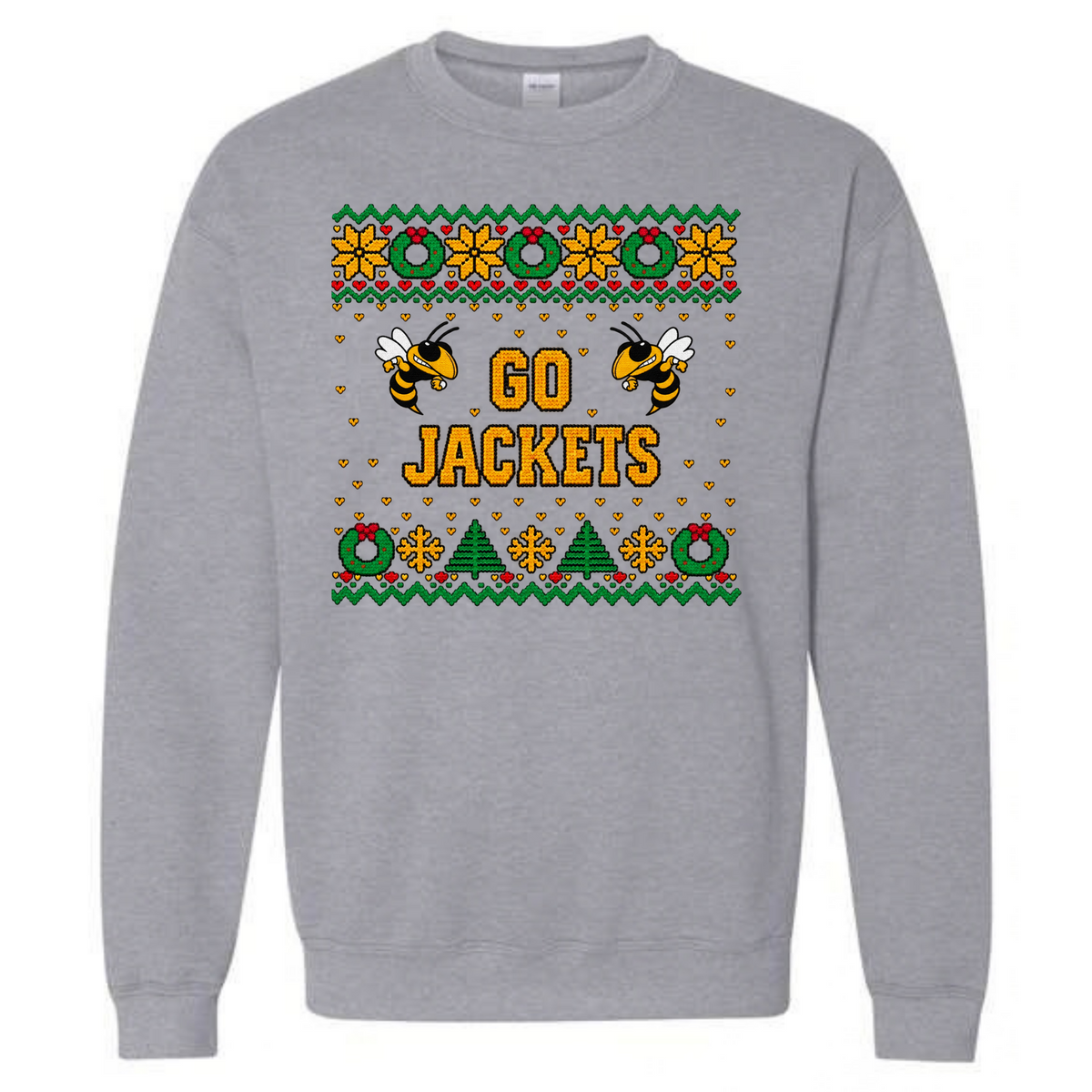 Go Jackets Faux Christmas Sweater Crewneck Sweatshirt